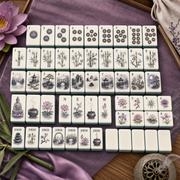 Plum Noir Zen Garden Mahjong Tile Set - Tile Template