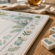 Coastal Mahjong Mat print and edge detail