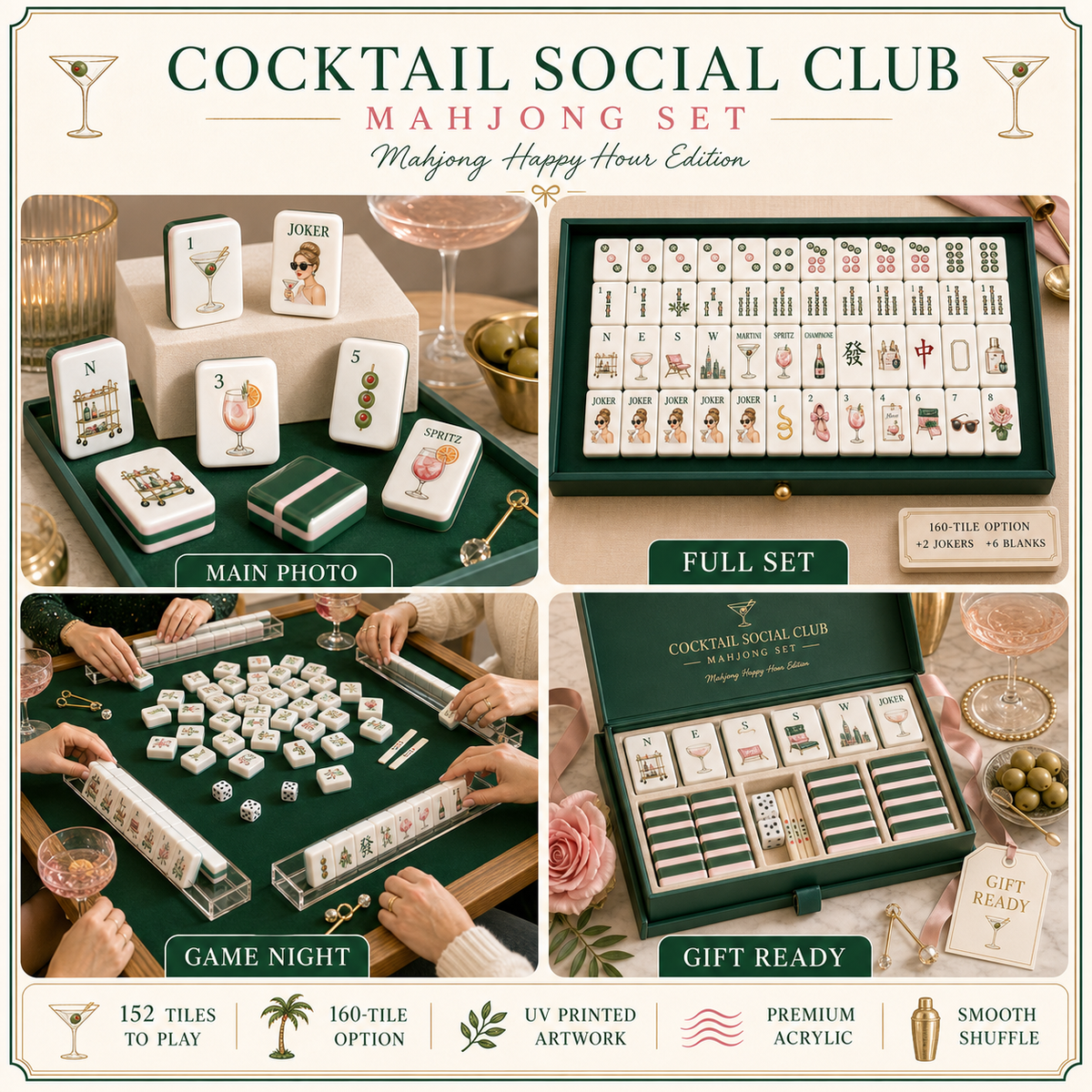 Cocktail Social Club Mahjong Tile Set