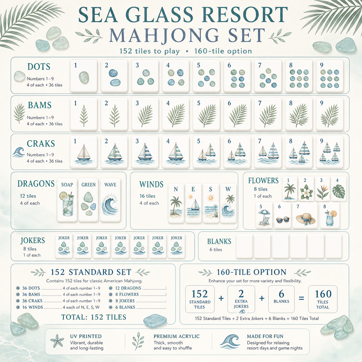 Coastal Club Mahjong Tile Set - Tile Template