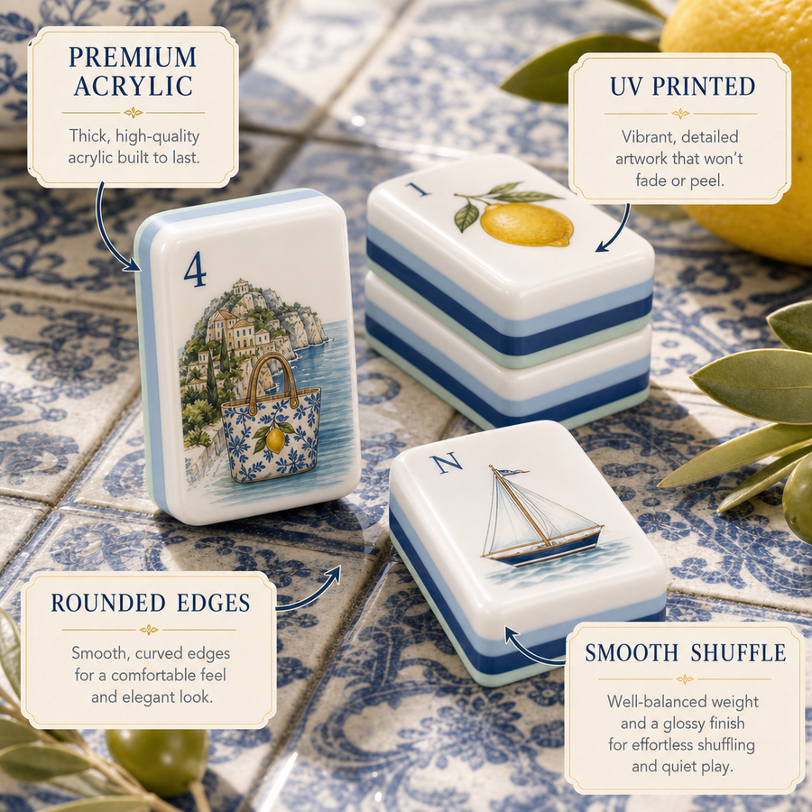 Amalfi Lemon Resort Mahjong Tile Set - Premium Acrylic