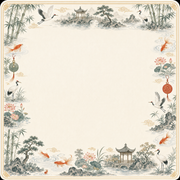 Crane and Goldfish Garden Mahjong Mat main image