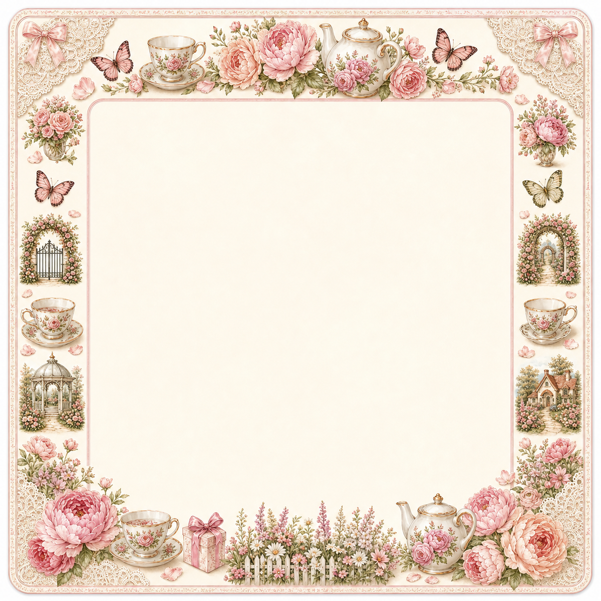 English Garden Tea Party Mahjong Mat main image