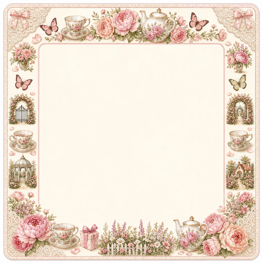 English Garden Tea Party Mahjong Mat main image