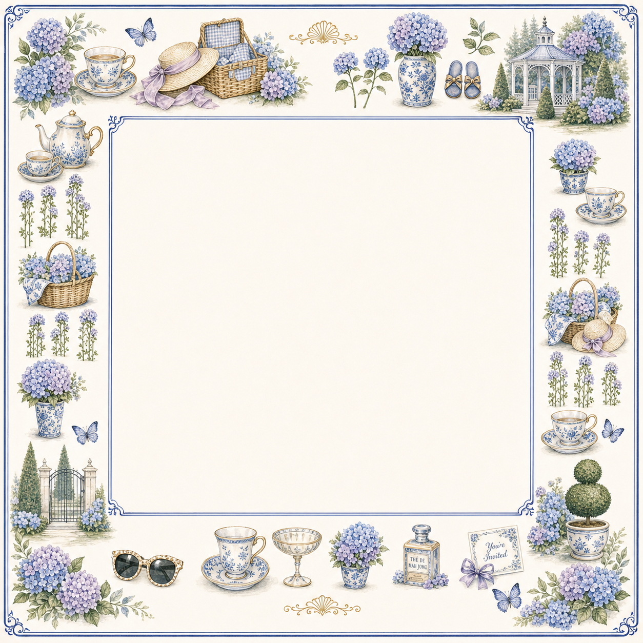 Garden Party Hydrangea Mahjong Mat main image