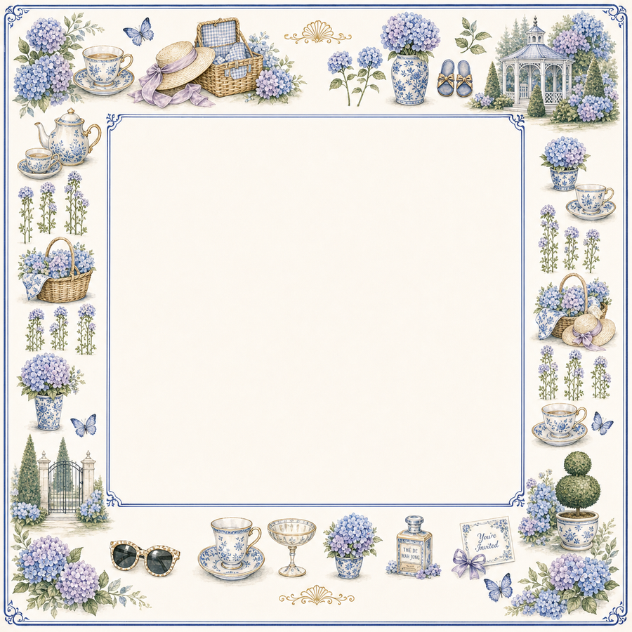 Garden Party Hydrangea Mahjong Mat main image
