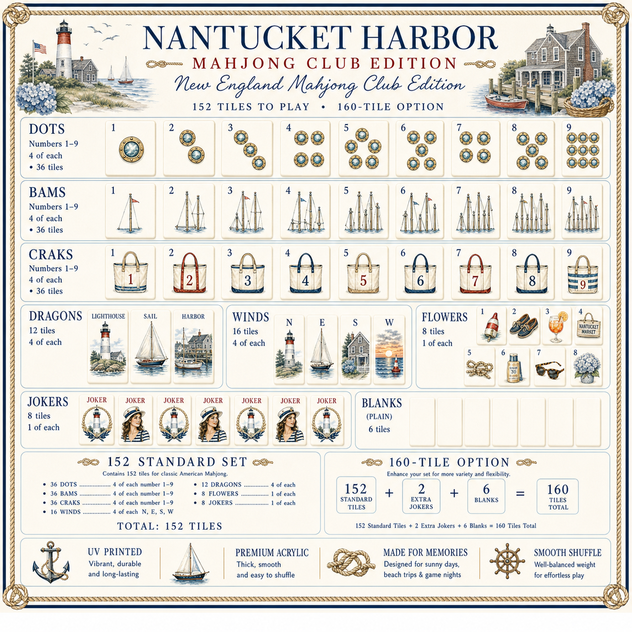 Nantucket Harbor Mahjong Tile Set - Tile Template