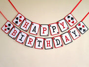 Happy birthday Banner, Casino birthday Garland, 21st party decor,Poker Night, Las Vegas Party decor
