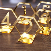 Hexagon Table Number Signs for Wedding Party Decor,silver or Gold Acrylic Number,Roman Numerals Geometric Boho Centerpiece