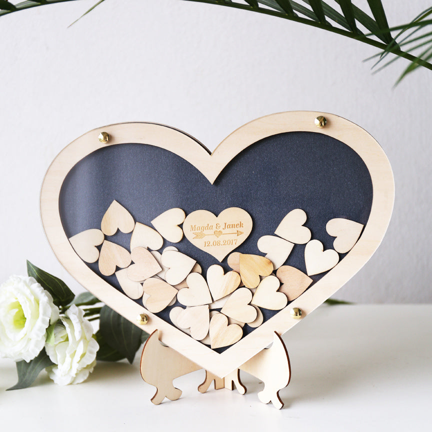 Heart Drop Box Guest Book, Large Double Heart Wedding Drop Top Box Style Guest Book Alternative, Unique Wedding Day Guest Book