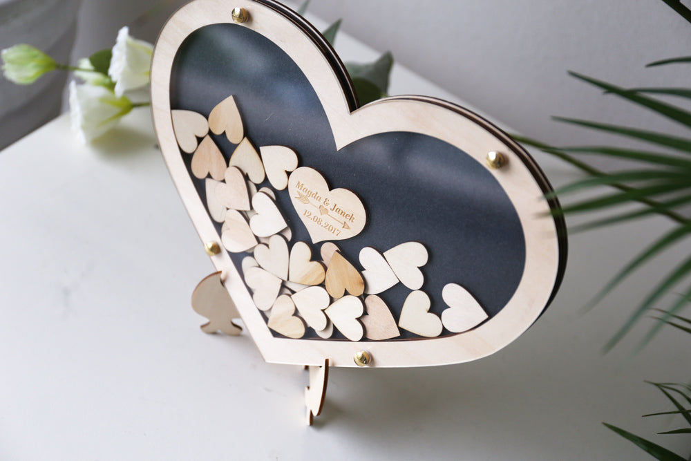 Heart Drop Box Guest Book, Large Double Heart Wedding Drop Top Box Style Guest Book Alternative, Unique Wedding Day Guest Book