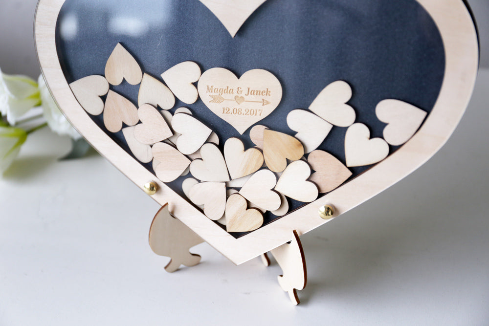Heart Drop Box Guest Book, Large Double Heart Wedding Drop Top Box Style Guest Book Alternative, Unique Wedding Day Guest Book