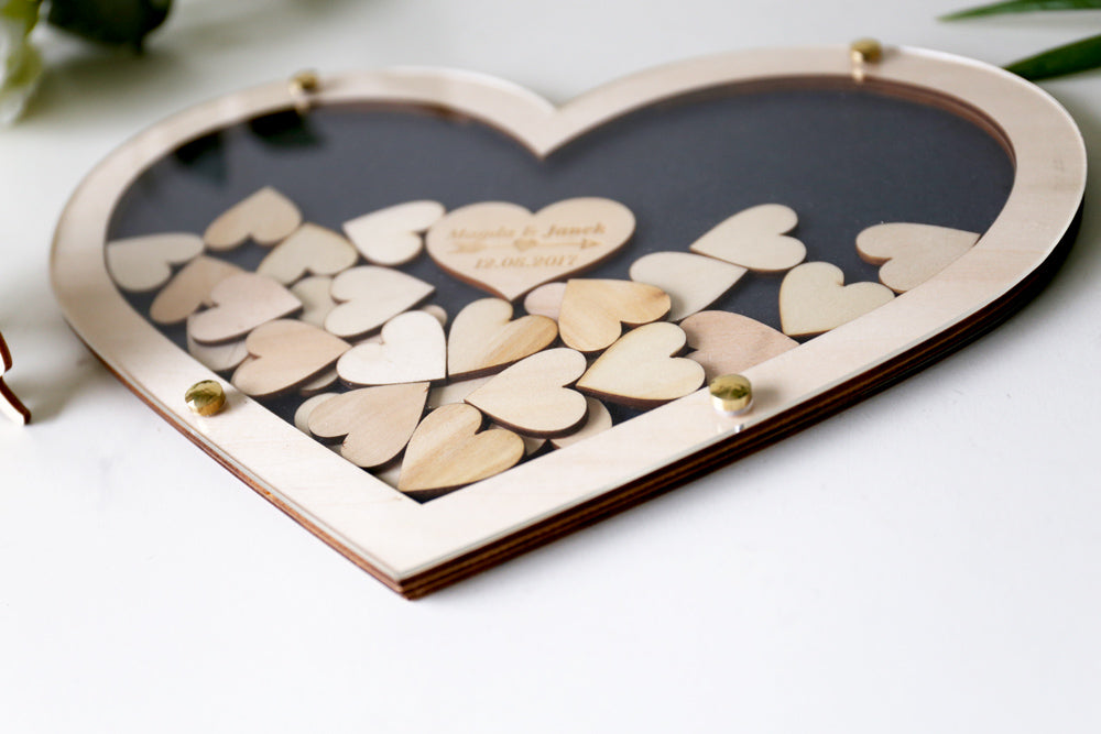 Heart Drop Box Guest Book, Large Double Heart Wedding Drop Top Box Style Guest Book Alternative, Unique Wedding Day Guest Book