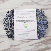Dark blue Wedding Invitation,laser cut custom invitations, personalized greeting card