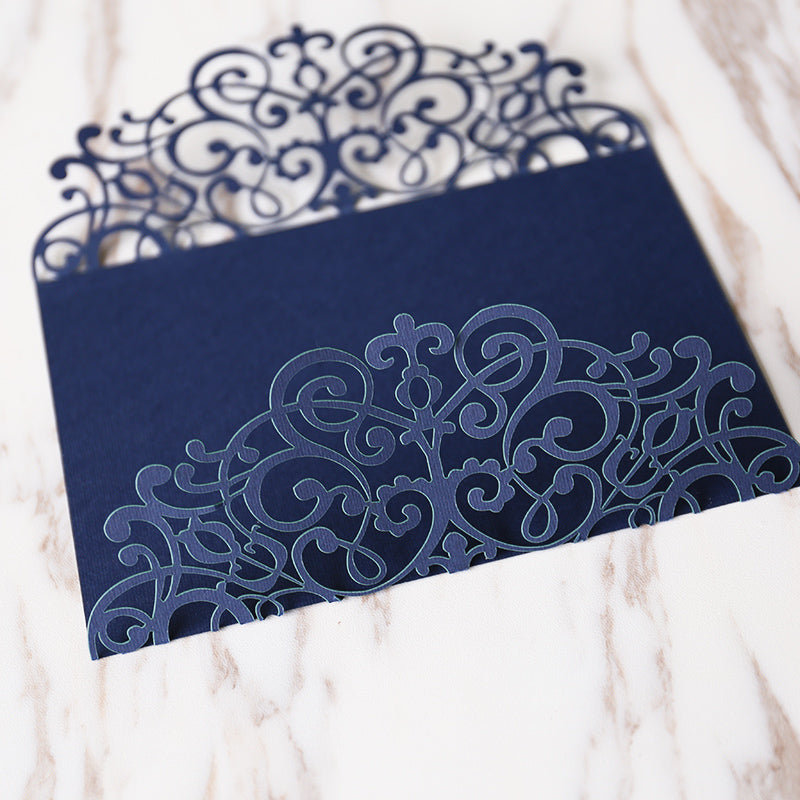 Dark blue Wedding Invitation,laser cut custom invitations, personalized greeting card