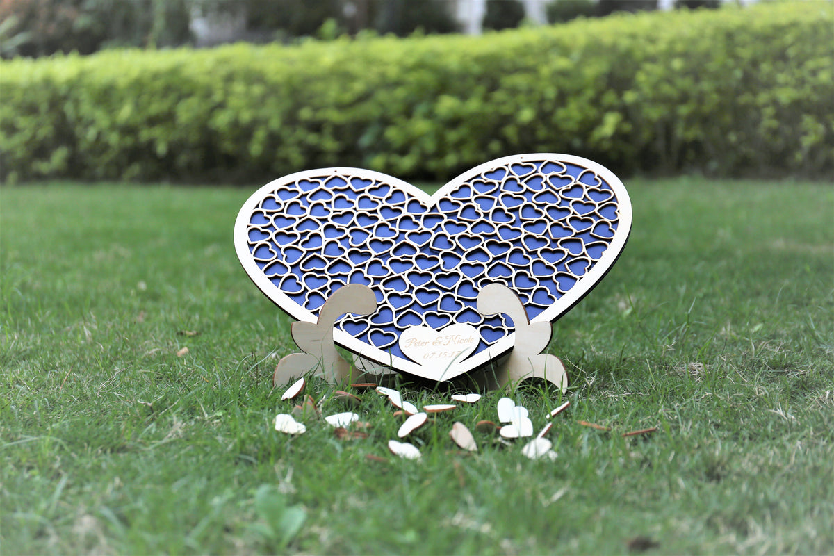 Custom wedding guest book Wedding guest book alternative wood Heart box