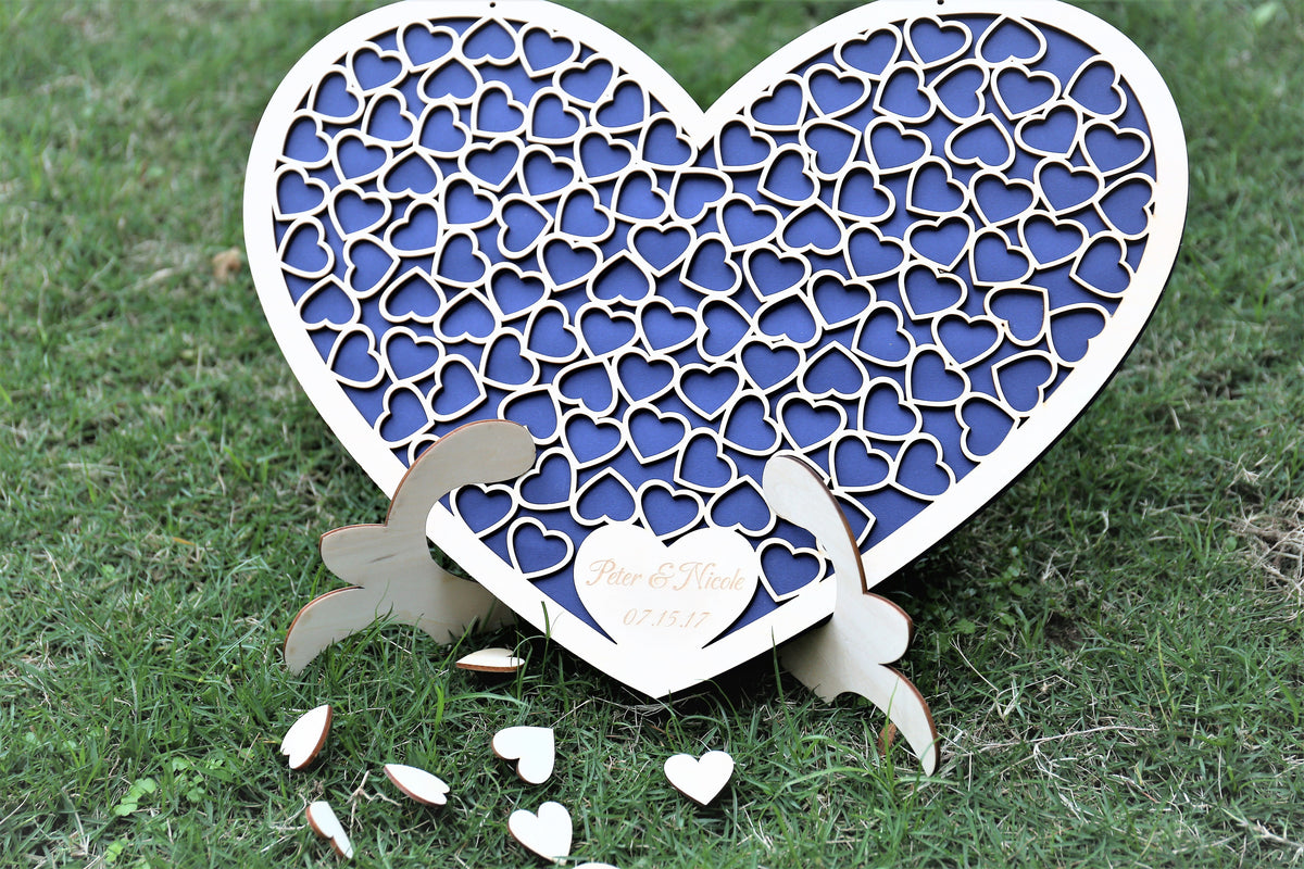 Custom wedding guest book Wedding guest book alternative wood Heart box