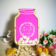 Personalized Customs Mason Jar wooden Frame Wedding Guest Book baby shower Wood dropbox alternative wood Heart Guest book top