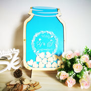 Personalized Customs Mason Jar wooden Frame Wedding Guest Book baby shower Wood dropbox alternative wood Heart Guest book top