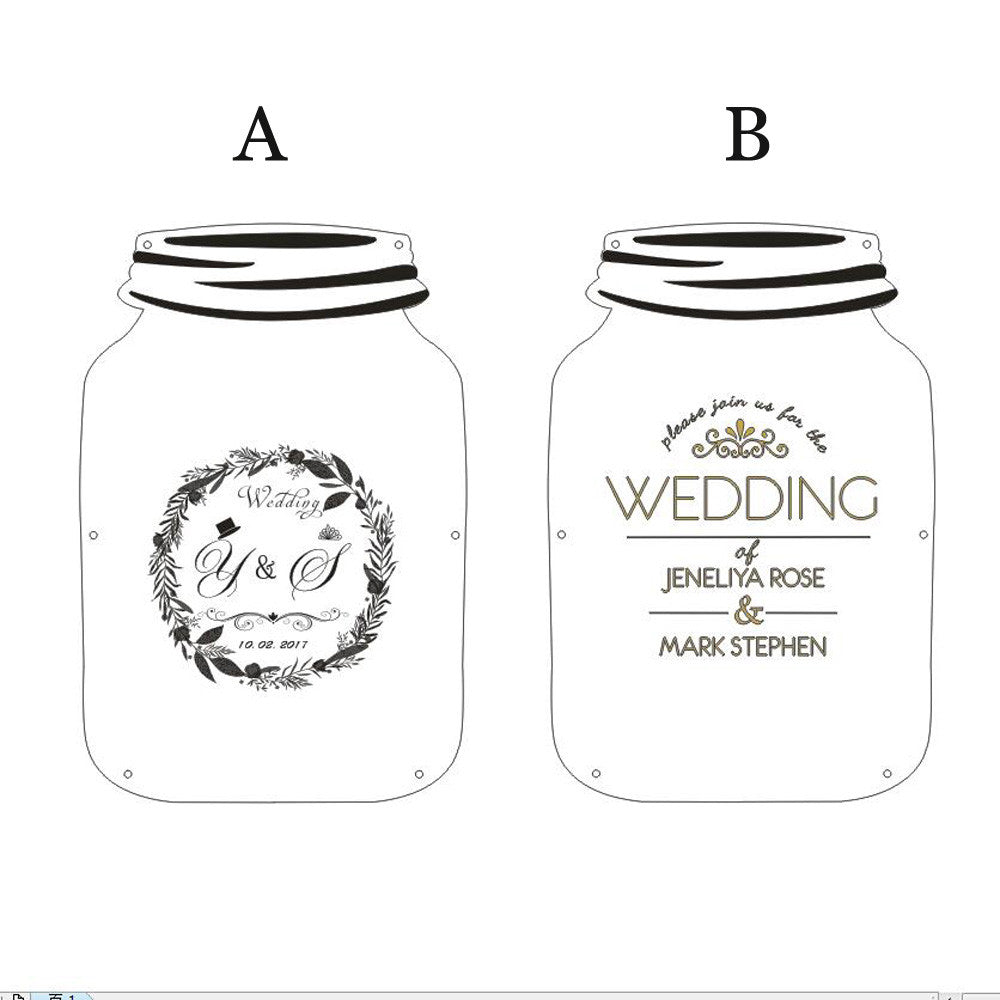 Personalized Customs Mason Jar wooden Frame Wedding Guest Book baby shower Wood dropbox alternative wood Heart Guest book top
