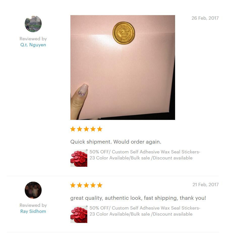 Custom self adhensive wax seal stickers