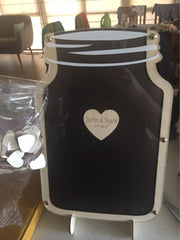 Wedding Guest Book Mason Jar Drop Box custom Alternative Wooden Hearts drop box