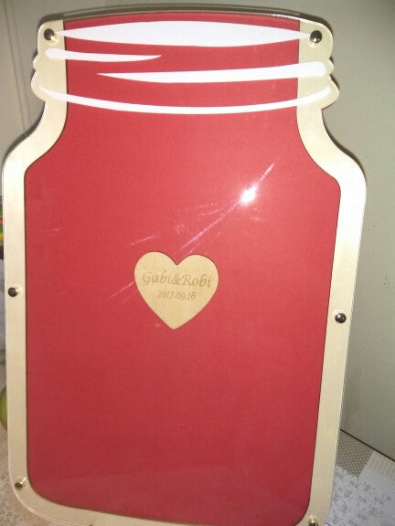 Wedding Guest Book Mason Jar Drop Box custom Alternative Wooden Hearts drop box