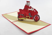 Santa riding motor bicycle Christmas card / pop up card / 3D card handmade card greeting Christmas card