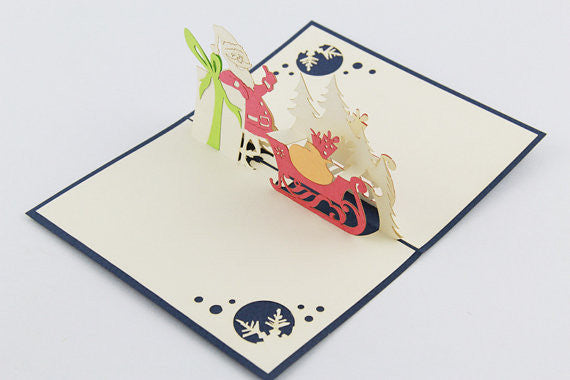 Santa and gifts Christmas card / pop up card / 3D card handmade card greeting Christmas card