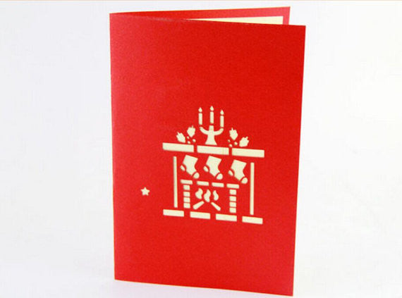 Merry Christmas fireplace Pop up card greeting card 3d handmade card winter holiday
