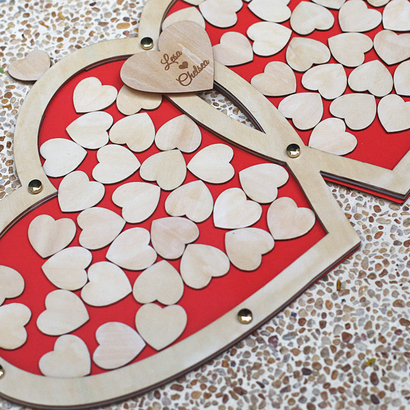Custom Double Heart Drop Box, Wedding Guest Book Alternative