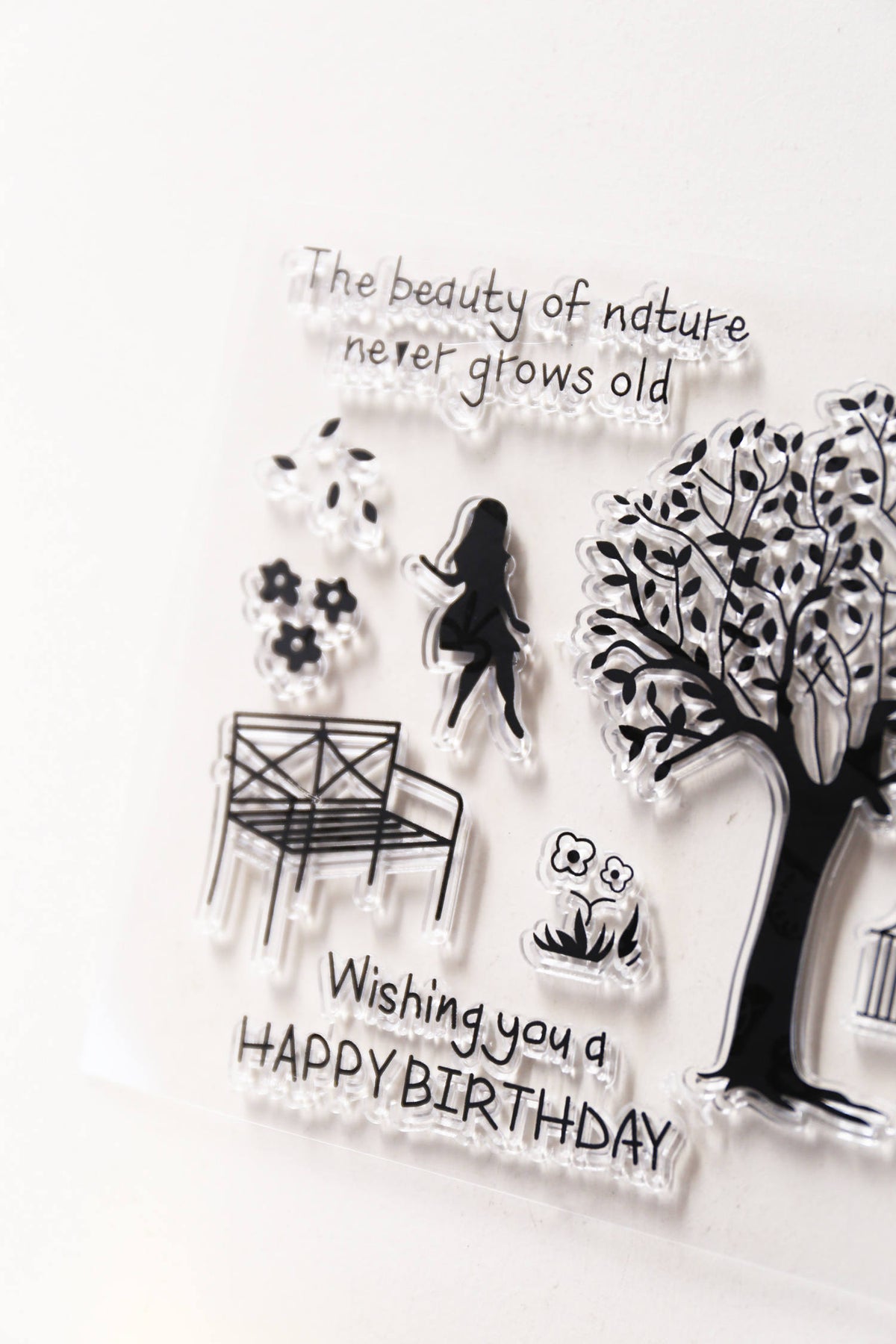 trees clear stamp/Bike Clear rubber Stamps/Planner Stamps/Stamp Set/happy birthday Stamps/Planning accessory/