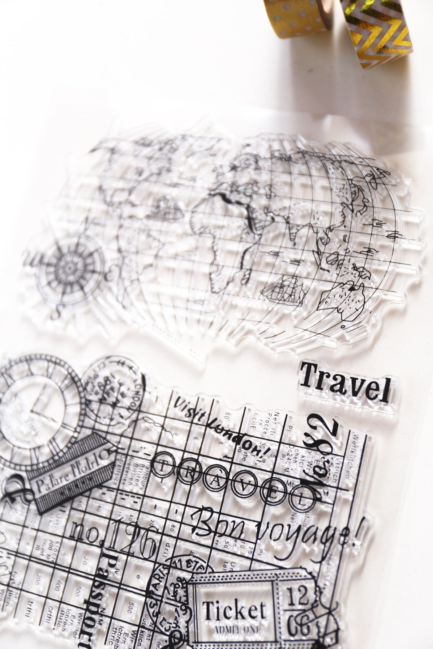 World Map Clear rubber Stamps/Planner Stamps/Stamp Set/Food Stamps/Planning accessory/