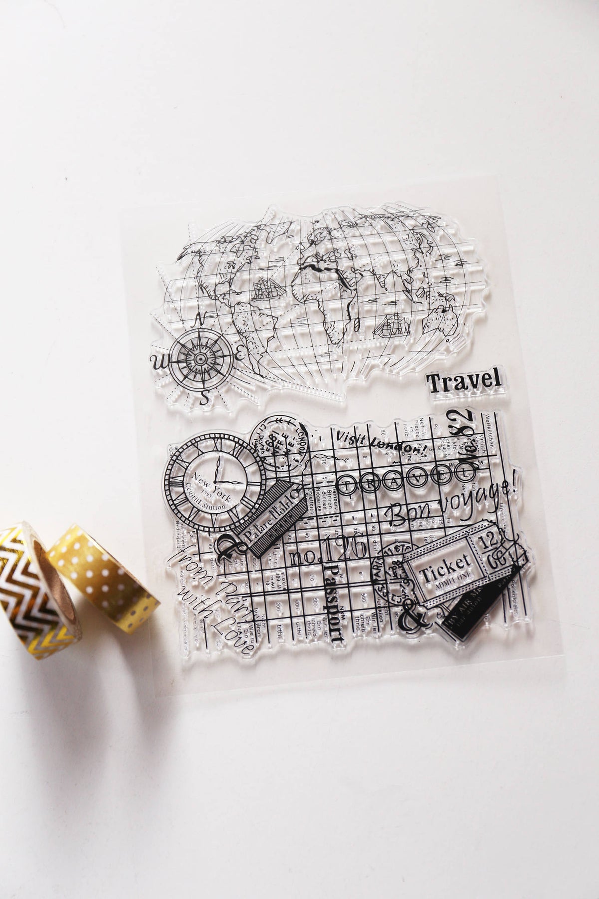 World Map Clear rubber Stamps/Planner Stamps/Stamp Set/Food Stamps/Planning accessory/