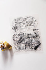 World Map Clear rubber Stamps/Planner Stamps/Stamp Set/Food Stamps/Planning accessory/