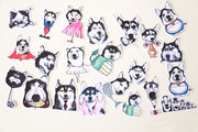 Husky stickers set/ dogs Planner Stickers/ Filofax Stickers/animal stickers/Lap top stickers/Scrapbook Sticker/OS063