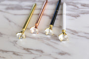 Black white diamond pen, Crystal Top pen, metal metallic  fine point pen, diamond pens, black ink, planner pens,