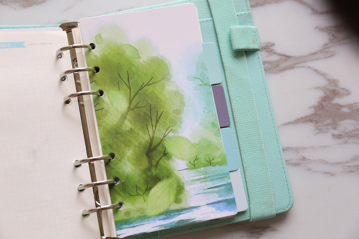 Willows Planner Dividers/A5 dividers /Personal dividers /Planner divider set /Filofax dividers /landscape painting dividers