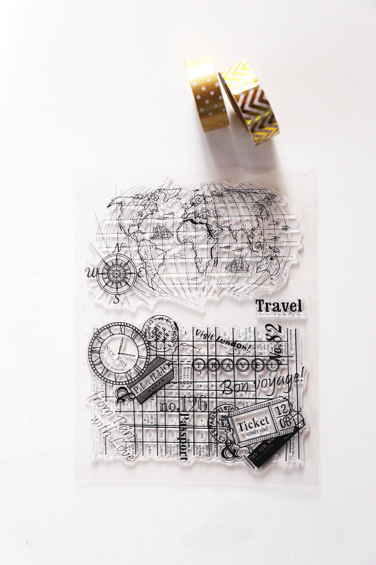 World Map Clear rubber Stamps/Planner Stamps/Stamp Set/Food Stamps/Planning accessory/