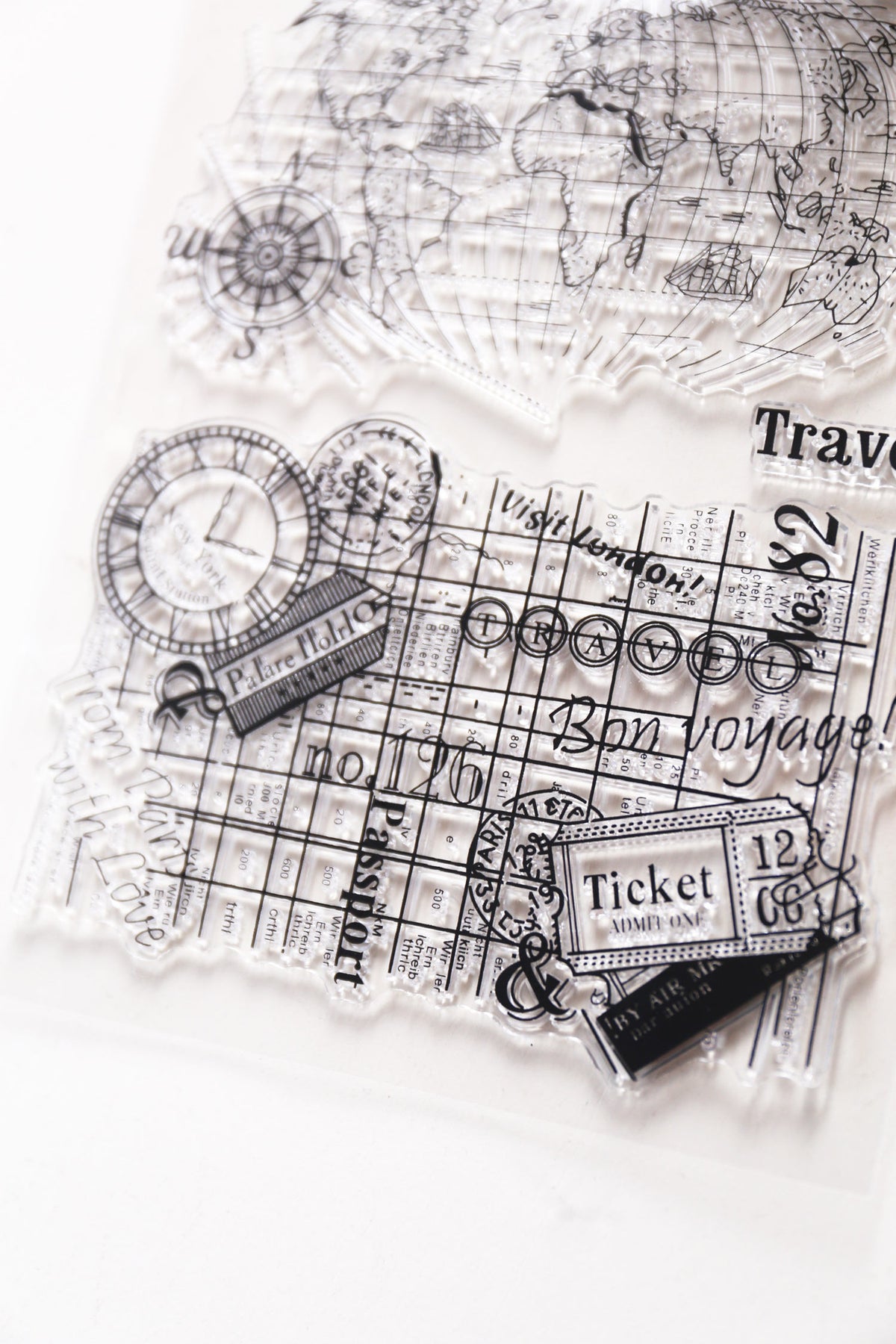 World Map Clear rubber Stamps/Planner Stamps/Stamp Set/Food Stamps/Planning accessory/