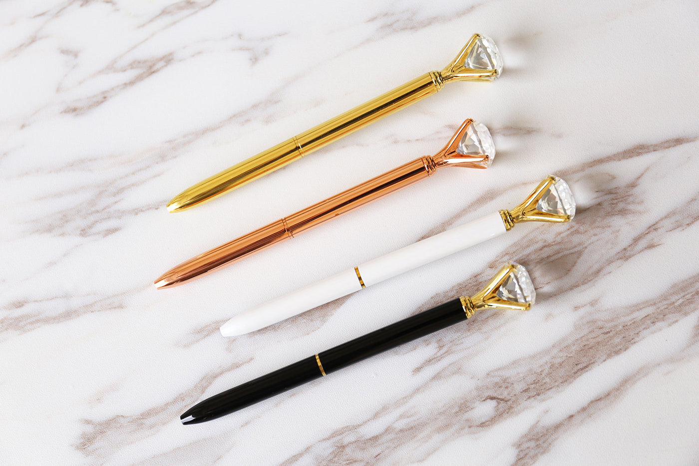 Black white diamond pen, Crystal Top pen, metal metallic  fine point pen, diamond pens, black ink, planner pens,