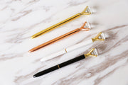 Black white diamond pen, Crystal Top pen, metal metallic  fine point pen, diamond pens, black ink, planner pens,
