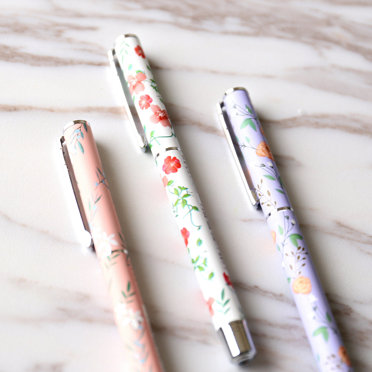 3 pcs Floral Fountain Pens/  Stationery Supplies/ Kawaii Stationery/Fine Fountain Pen, planner Pens / Gift Pens