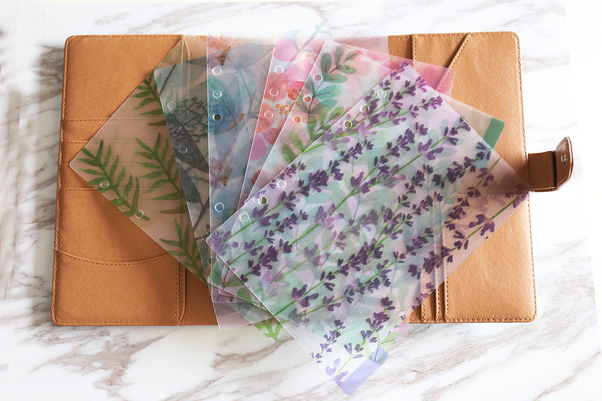 Set of 5 Watercolour Seasons Botanic Gardens Planner dividers/A5 Semi-transparent Plastic  planner dividers/Dashboard/index dividers