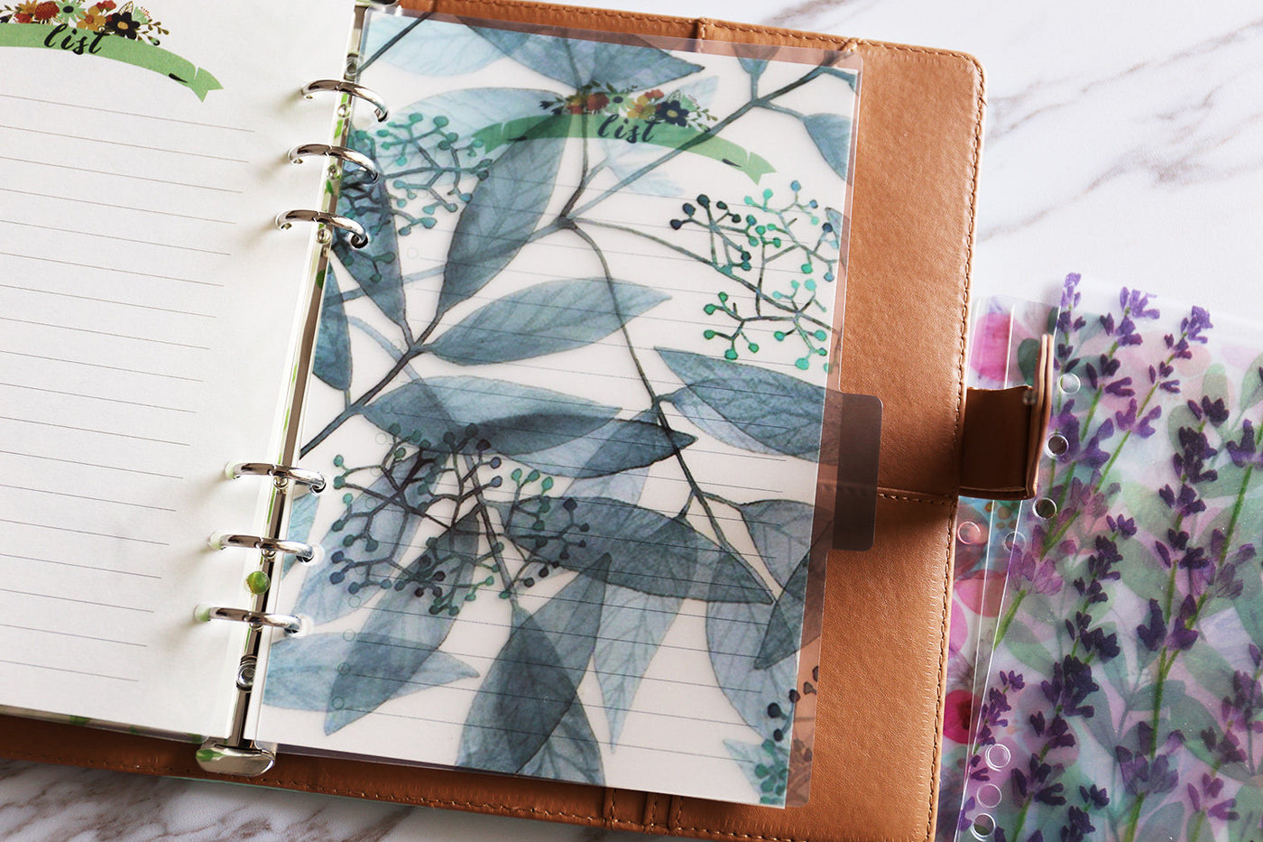 Set of 5 Watercolour Seasons Botanic Gardens Planner dividers/A5 Semi-transparent Plastic  planner dividers/Dashboard/index dividers