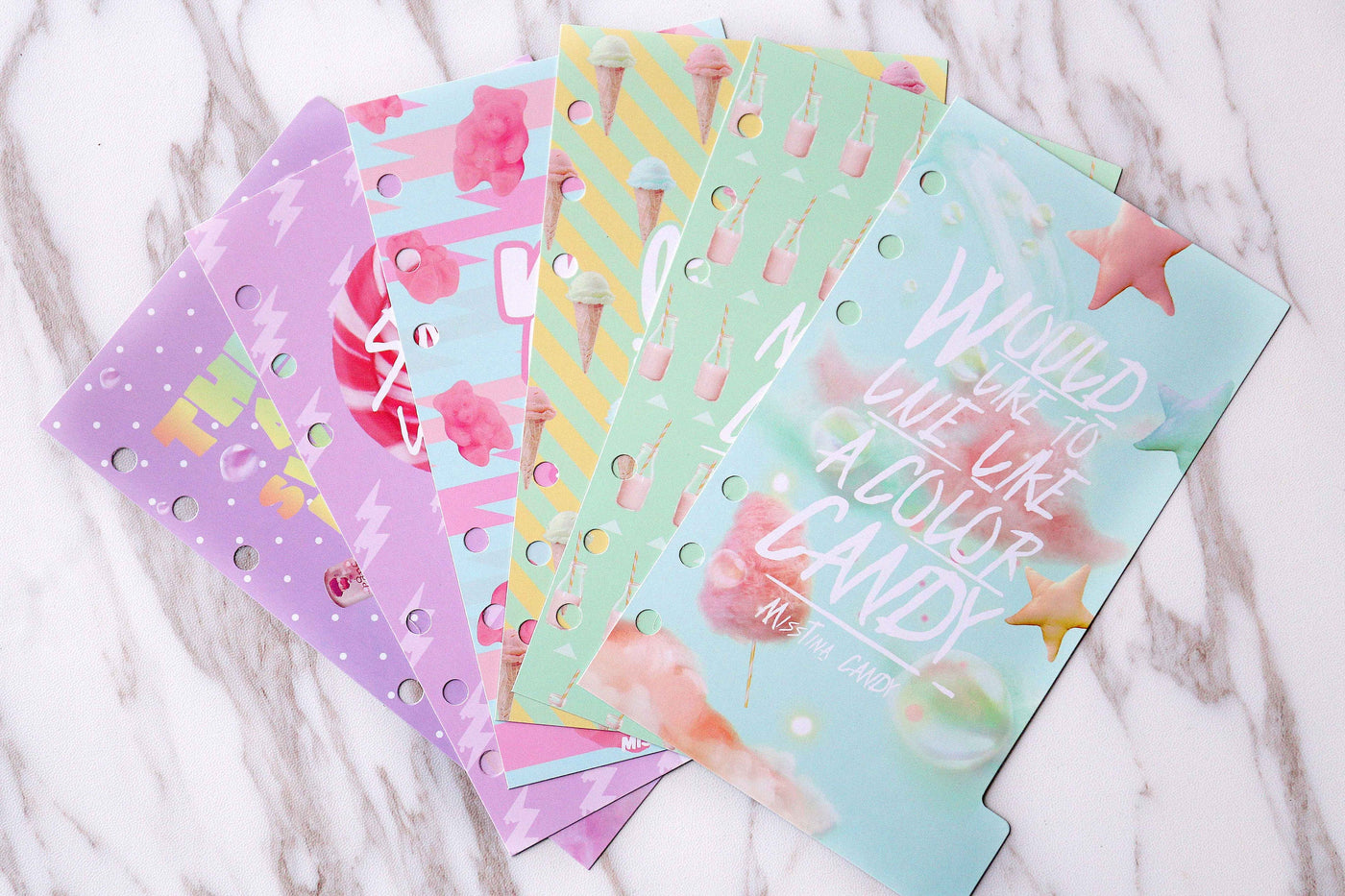 set of 6 Sweet  Dessert Planner Dividers/A5 dividers /Personal dividers /Planner divider set /Filofax dividers /