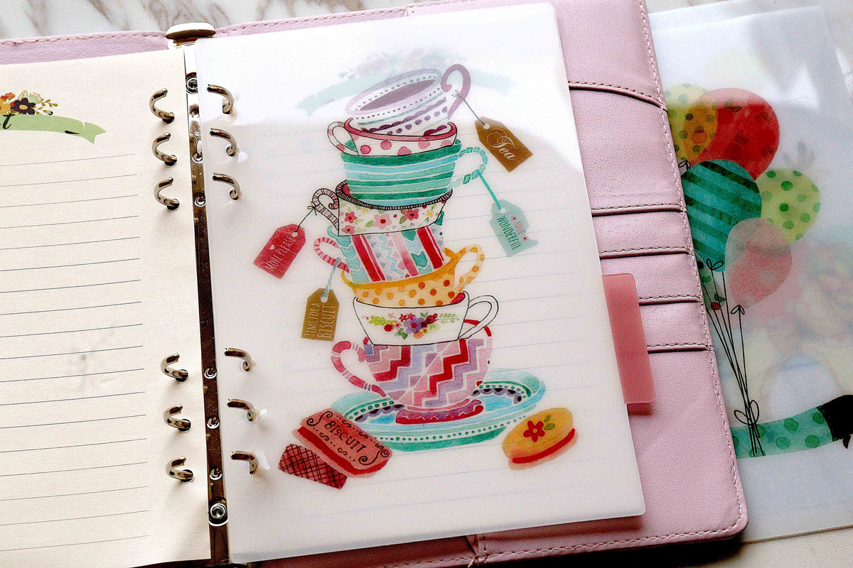 Set of 5 deers  Planner dividers/Hot Air Balloon A5 /persona lsize  Plastic  planner dividers/tea cup Dashboard/index dividers