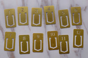 Brass Paper Clips /  Brass Metal Number Clips/Office Supplies/Midori Clip Planner Accessories