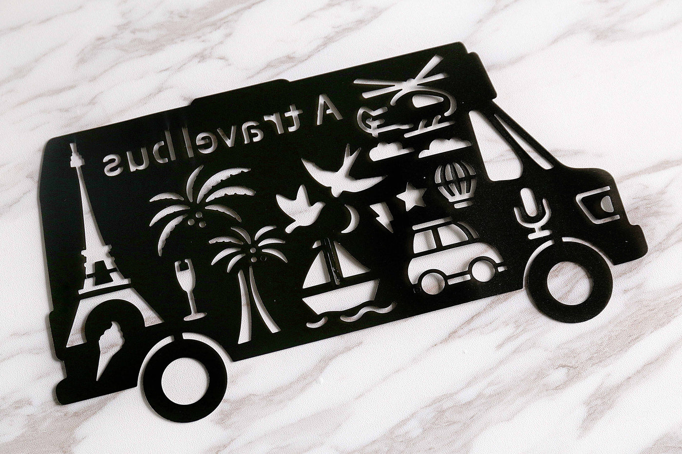 Travel Bus Bullet Journal Stencil/Camping Van  Stencil/Black Plastic/Stencil Template/ Bullet Journal Stencil