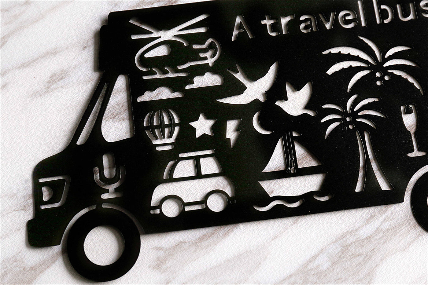 Travel Bus Bullet Journal Stencil/Camping Van  Stencil/Black Plastic/Stencil Template/ Bullet Journal Stencil